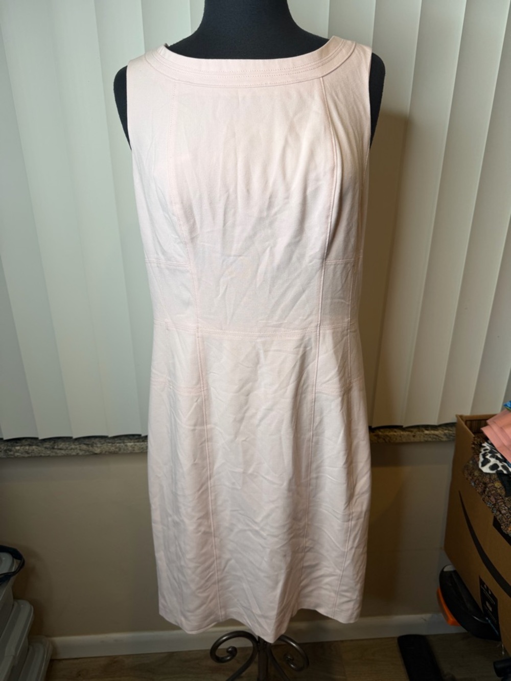 White House Black Market Sleeveless Light Pink A-Line Retro Women's Dress SZ 12